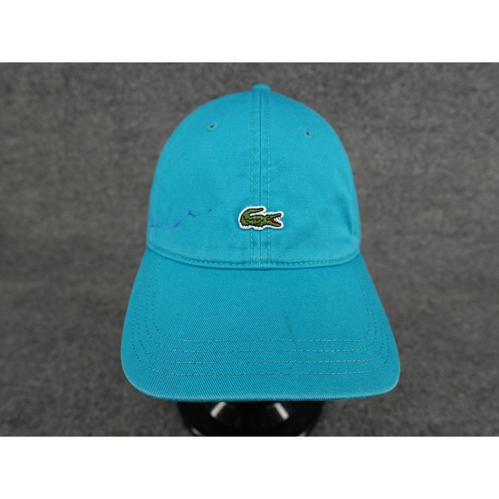 Lacoste Baseball Cap Mens One Size Turquoise Blue Logo Leather Strap Hat